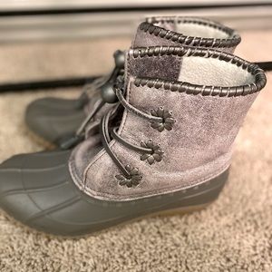 Jack Roger Girls silver metallic rain boots sz 2
